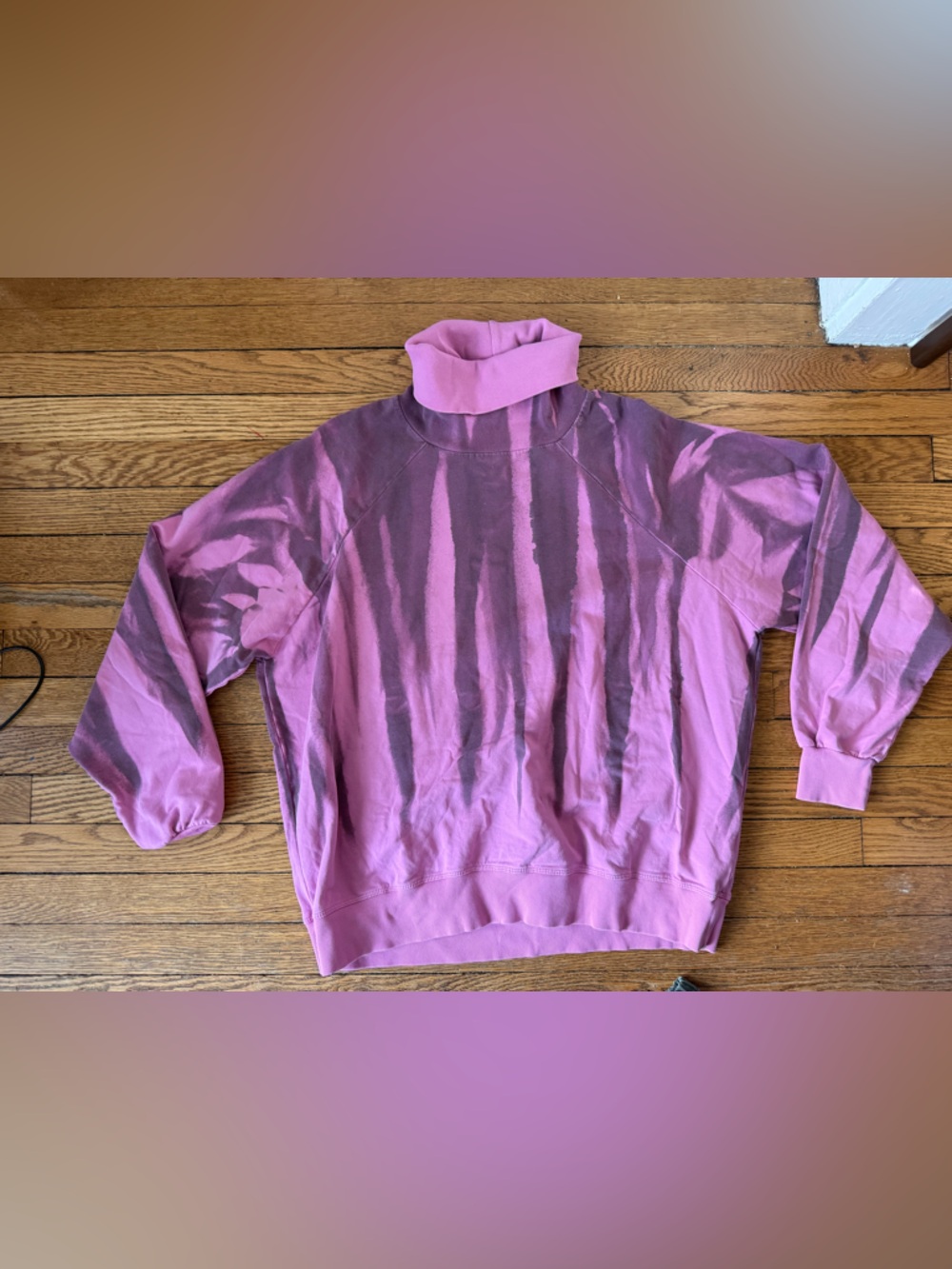 Electric & Rose Dusty Pink Tie Dye Turtleneck Pullover- Size Medium